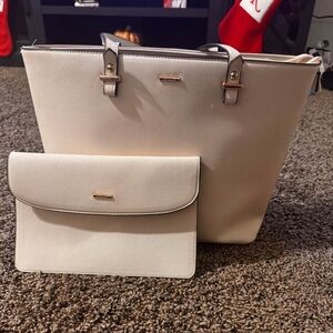 Elegant Cream Women's Tote and Clutch Set